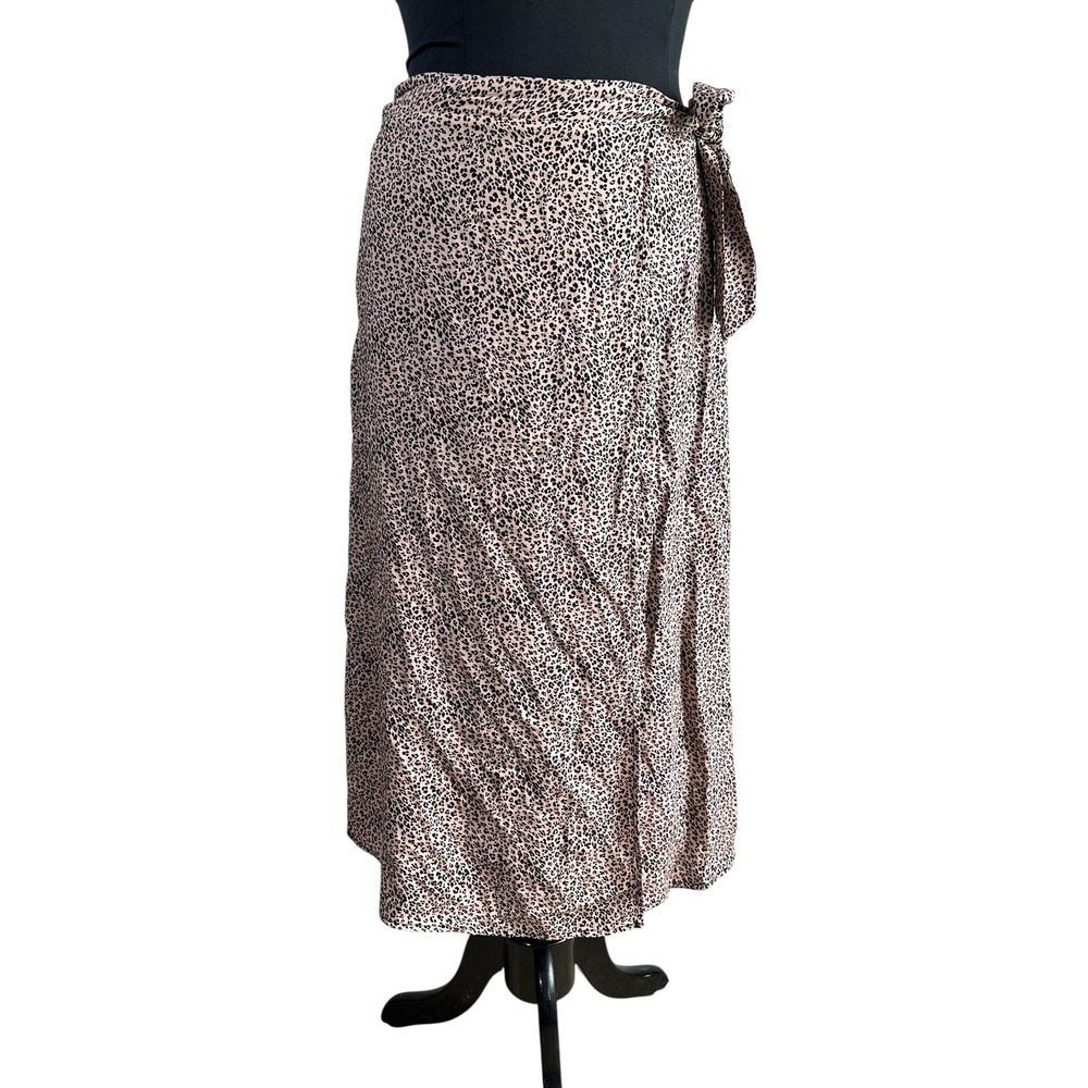 Urban Romantics Wrap Skirt Leopard‎ Print  Tan/Black Bohemian Lightweight Small